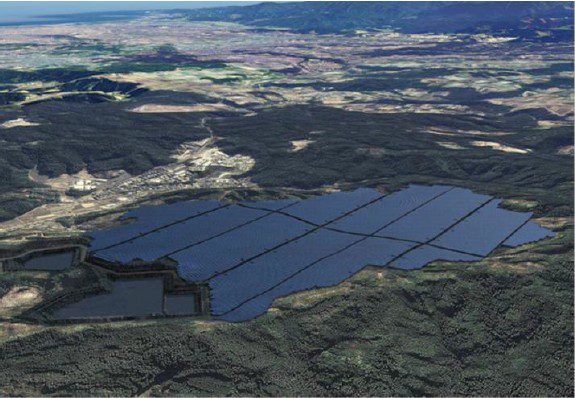 an aerial view of a solar farm
